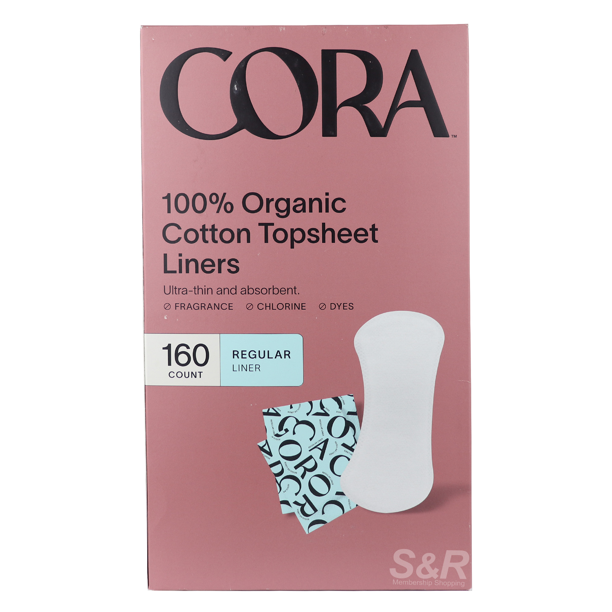 Cora Organic Cotton Topsheet Regular Liners 160pcs